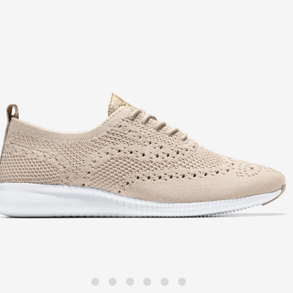 Cole Haan Beige and Gold Knit Sneakers - Picture 3 of 13